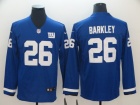 New York Giants #26 Saquon Barkley Blue Long Sleeves Vapor Untouchable Limited Jersey