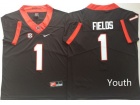 Youth Georgia Bulldogs #1 Justin Fields Black Limited Jerseys