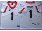 Youth Georgia Bulldogs #1 Justin Fields White Limited Jerseys