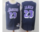 Los Angeles Lakers #23 LeBron James Dark Blue Throwback Jersey