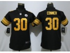 Pittsburgh Steelers #30 James Conner Black Color Rush Women Jersey