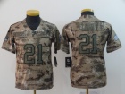 Youth Dallas Cowboys #21 Ezekiel Elliott Camo Salute to Service Limited Jersey