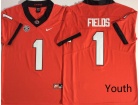 Youth Georgia Bulldogs #1 Justin Fields Red Limited Jersey