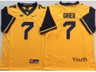 Youth West Virginia Mountaineers #7 Will Grier Yellow Limited Jersey