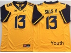 Youth West Virginia Mountaineers #13 David Sills V Yellow Limited Jersey