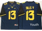 Youth West Virginia Mountaineers #13 David Sills V Navy Blue Limited Jersey