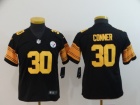 Youth Pittsburgh Steelers #30 James Conner Black Color Rush Football Jersey