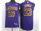 Nike Los Angeles Lakers #23 LeBron James Purple City Player Jersey