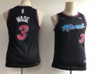 Youth Miami Heat #3 Dwyane Wade Black City Basketball Jersey