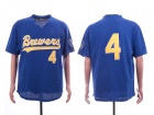 Milwaukee Brewers #4 Paul Molitor Blue  Mesh Throwback Jersey