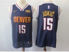 Nike Denver Nuggets #15 Nikola Jokic Blue with Sponsor Logo Jersey