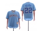 Milwaukee Brewers #22 Christian Yelich Light Blue Throwback Jersey