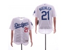 Los Angeles Dodgers #21 Walker Buehler White Flex Base Jersey