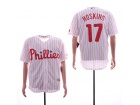 Philadelphia Phillies #17 Rhys Hoskins White Pinstripes Cool Base Jersey