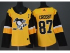 Woman Adidas Pittsburgh Penguins #87 Sidney Crosby Yellow Statudim Hockey Jersey