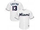 Custom Miami Marlins #13 Starlin Castro White Home 2019 Cool Base Player Jersey