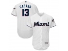 Custom Miami Marlins #13 Starlin Castro White 2019 Flex Base Player Jersey