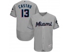 Custom Miami Marlins #13 Starlin Castro Gray 2019 Flex Base Jersey