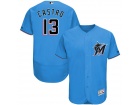 Custom Miami Marlins #13 Starlin Castro Blue 2019 Flex Base Jersey