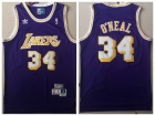 Los Angeles Lakers #34 Shaquille O'Neal Purple Throwback Jersey