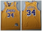 Los Angeles Lakers #34 Shaquille O'Neal Yellow Throwback Jersey