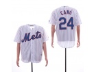 New York Mets #24 Robinson Cano White Pinstripes Cool Base Jersey