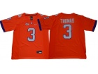 Clemson Tigers #3 Xavier Thomas Orange Limited College Football Jersey