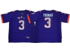 Clemson Tigers #3 Xavier Thomas Purple Limited College Football Jersey