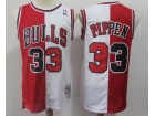 Chicago Bulls #33 Scottie Pippen Red/White Split Throwback Jersey