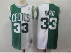 Boston Celtics #33 Larry Bird White/Green Split Baseball Jersey