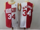 Houston Rockets #34 Hakeem Olajuwon White/Red Split Basketball Jersey