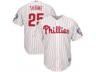 Custom Philadelphia Phillies #25 Jim Thome Majestic White/Scarlet Hall of Fame Patch Cool Base Jerse...