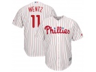 Custom Philadelphia Phillies #11 Carson Wentz Majestic White x MLB Crossover Cool Base Player Jersey