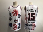 Men's Toronto Raptors #15 Vince Carter White Supreme Team Logo Basketball Jersey