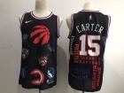 Men's Toronto Raptors #15 Vince Carter Black Supreme Team Logo Basketball Jersey