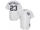 Custom New York Yankees #23 Don Mattingly White with Name Throwback Jersey