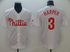 Philadelphia Phillies #3 Bryce Harper White Pinstripes Cool Base Jersey