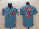 Philadelphia Phillies #3 Bryce Harper Light Blue Throwback Jersey