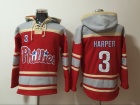 Philadelphia Phillies #3 Bryce Harper Red Pullover Hockey Hoodie