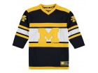 Custom Colosseum Navy Michigan Wolverines Open Net II Hockey Sweater Jersey