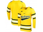 Custom Nike Maize Michigan Wolverines Replica College Hockey Jersey