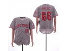 Cincinnati Reds #66 Yasiel Puig Gray Flex Base Baseball Jersey