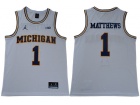 Michigan Wolverines #1 Charles Matthews White College Basketball Jersey