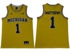 Michigan Wolverines #1 Charles Matthews Yellow College Basketball Jersey