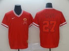 Los Angeles Angels #27 Mike Trout Red Nike Cooperstown Collection Legend V-Neck Jersey