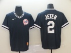 New York Yankees #2 Derek Jeter Blue Nike Cooperstown Collection Legend V-Neck Jersey