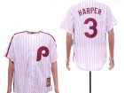 Philadelphia Phillies #3 Bryce Harper White Pinstrip Throbwack Jersey