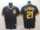 Pittsburgh Pirates #21 Roberto Clemente Black Nike Cooperstown Collection Legend V-Neck Jersey