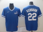 Los Angeles Dodgers #22 Clayton Kershaw Blue Nike Cooperstown Collection Legend V-Neck Jersey