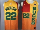 Nike Milwaukee Bucks #22 Khris Middleton Gold City Basketball Jersey